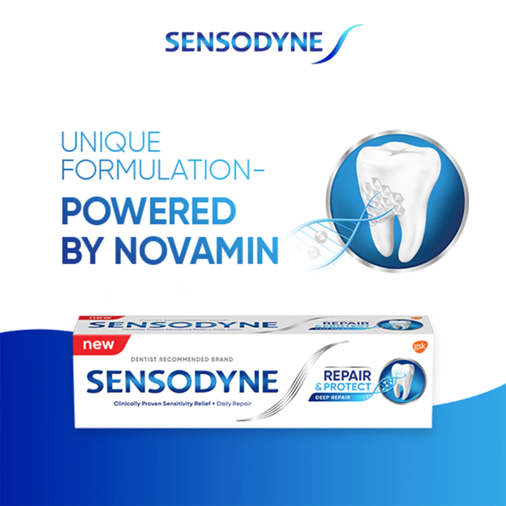 SENSODYNE Toothpaste, Repair and Protect, Deep Repair, Lasting and Daily Sensitivity Protection - 3 Flavors (100g