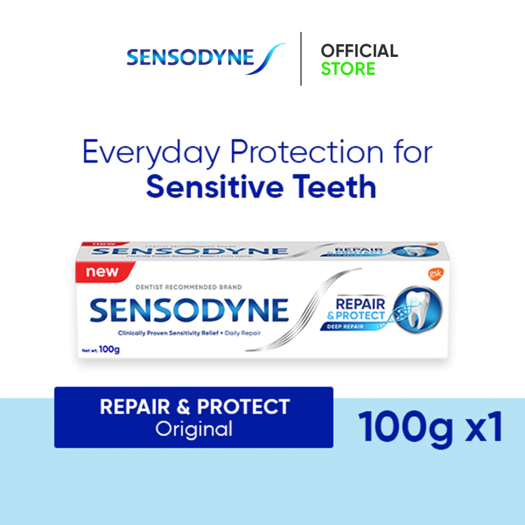 SENSODYNE Toothpaste, Repair and Protect, Deep Repair, Lasting and Daily Sensitivity Protection - 3 Flavors (100g