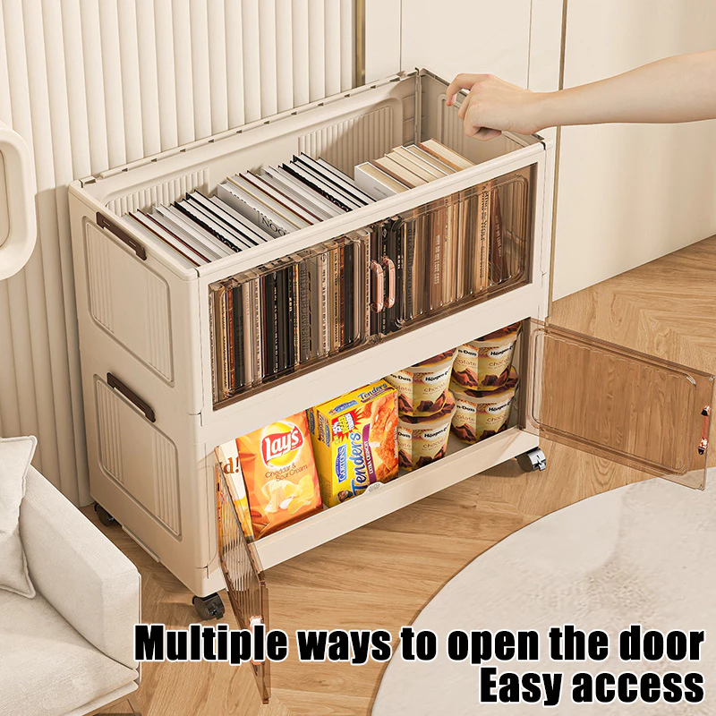 Almari Baju Multipurpose Foldable Storage Cabinet L50-80cm Stackable Storage Box Almari dapur