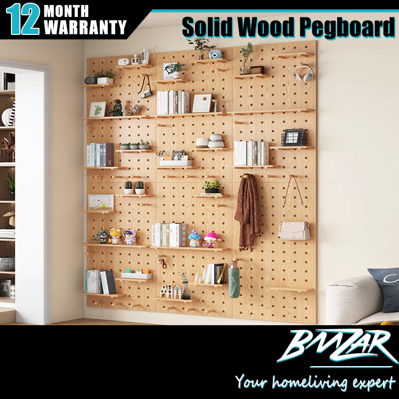 𝐁𝐌𝐙𝐀𝐑 𝙄𝙣 𝙎𝙩𝙤𝙘𝙠 DIY Solid Wood Pegboard Multi-Size Wall Storage