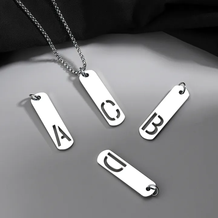 Bravego Men Fashion Titanium Steel Hollow Letter Necklace Women Alphabet A To Z Pendant Necklace Birthday Jewelry Gifts