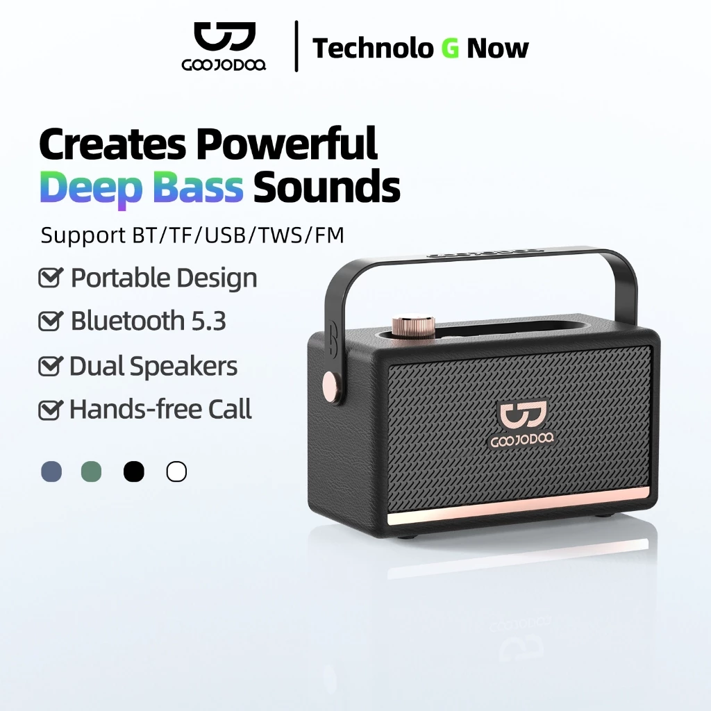 GOOJODOQ Dual Bluetooth 5.3 Wireless Speaker Support BT/TF/USB/TWS/FM