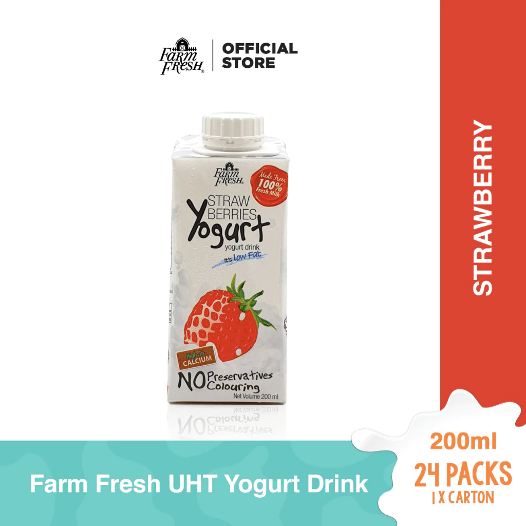 Farm Fresh UHT Yogurt Drink Strawberry 200ml x 24 Packs