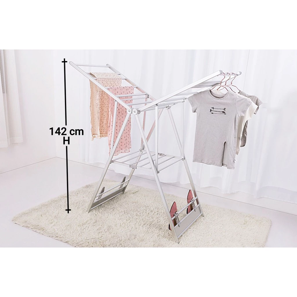 B & XL Model:LDA011 Butterfly Free Standing Foldable Aluminium Clothes Hanger/Rack Balcony Clothes Hanger/Rak Baju