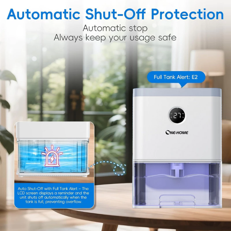 ONEHOME 2-in-1 Air Purifier and Dehumidifier for Home | HEPA Filter | 2000ml Tank | Auto Shut-Off, 7-Color Night Light