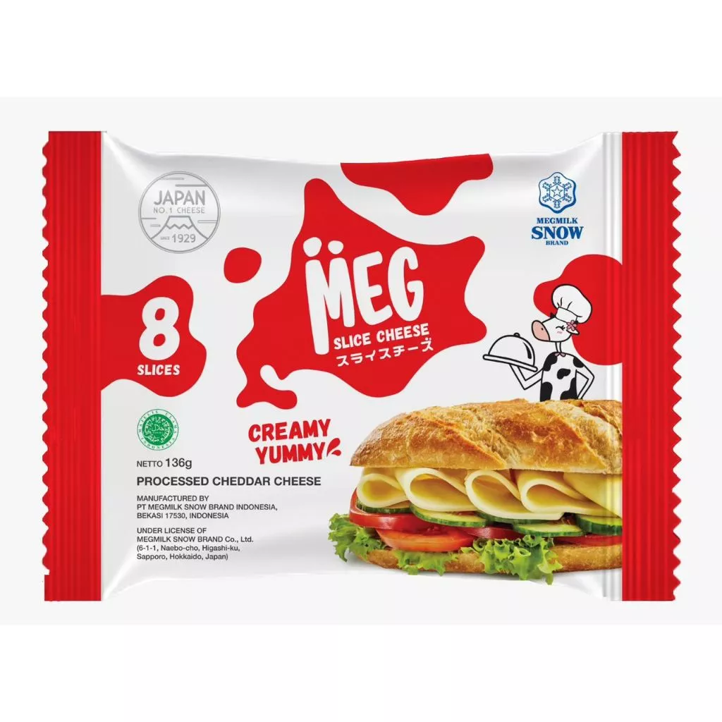 Japan MEG Cheese Slices Cheddar Slice Keping Keju - 8 Slices