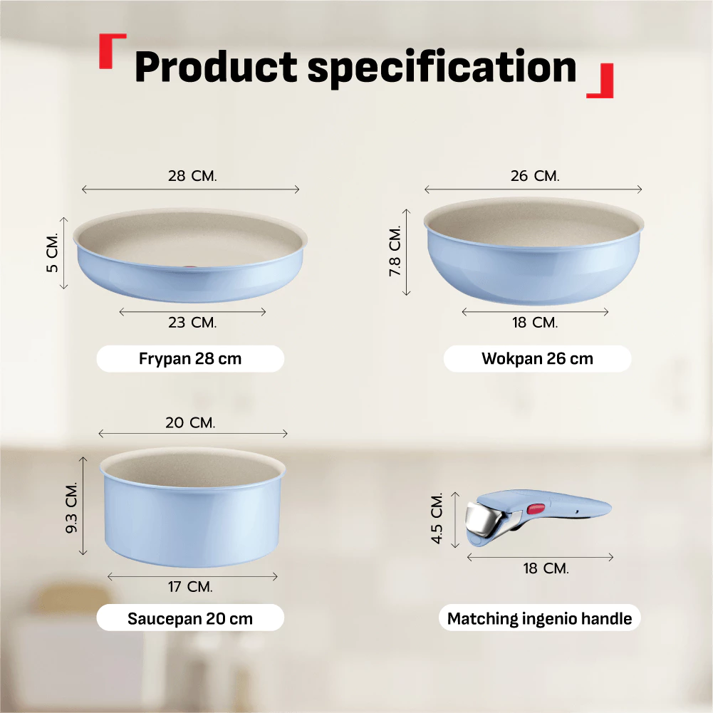 Tefal Ingenio Serenity 4pcs Set (Calm Blue)