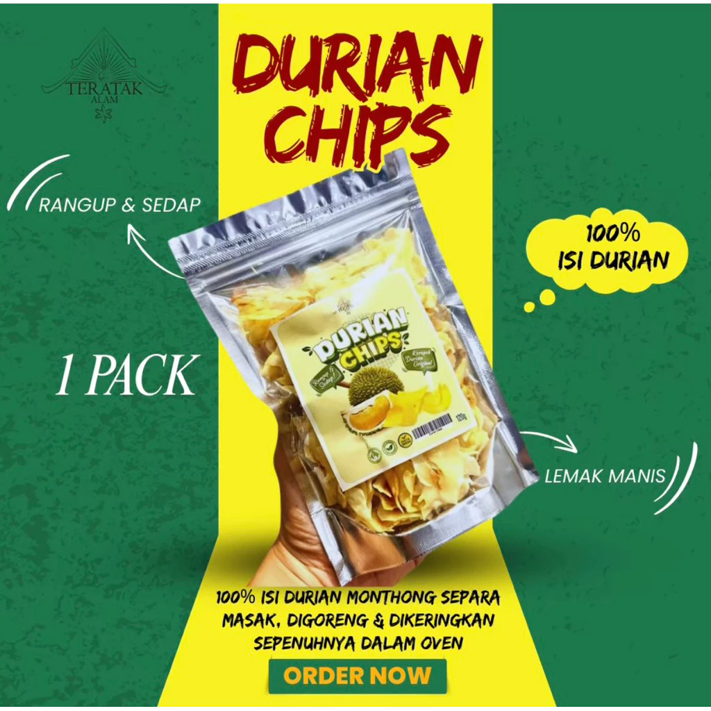 Kerepek Durian 100% Monthong Original - Rangup & Sedap - Snack Malaysia Best Seller
