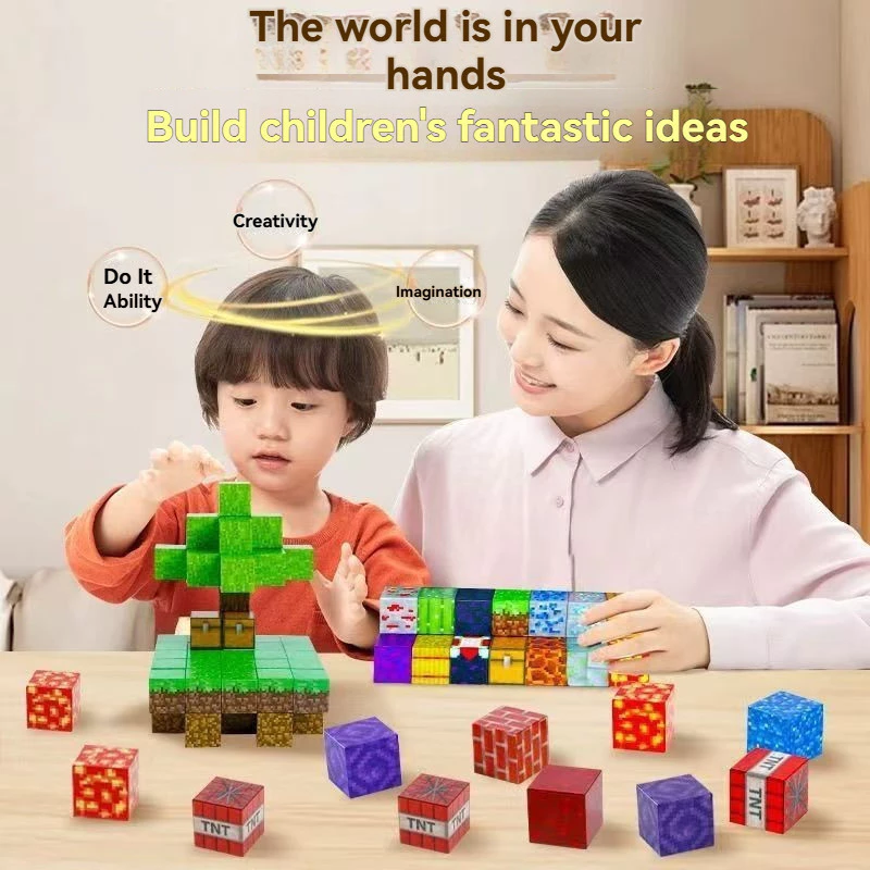 Creative World Magnetic Block Building Blocks children toy gift puzzle assembly toy My World Creative DIY Educational
