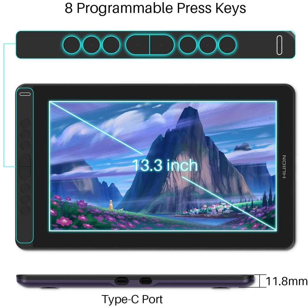 HUION KAMVAS 13 Drawing Tablet Graphic Pen Display Tilt Function Battery-Free Stylus 8192 Pen Pressure 13.3inch