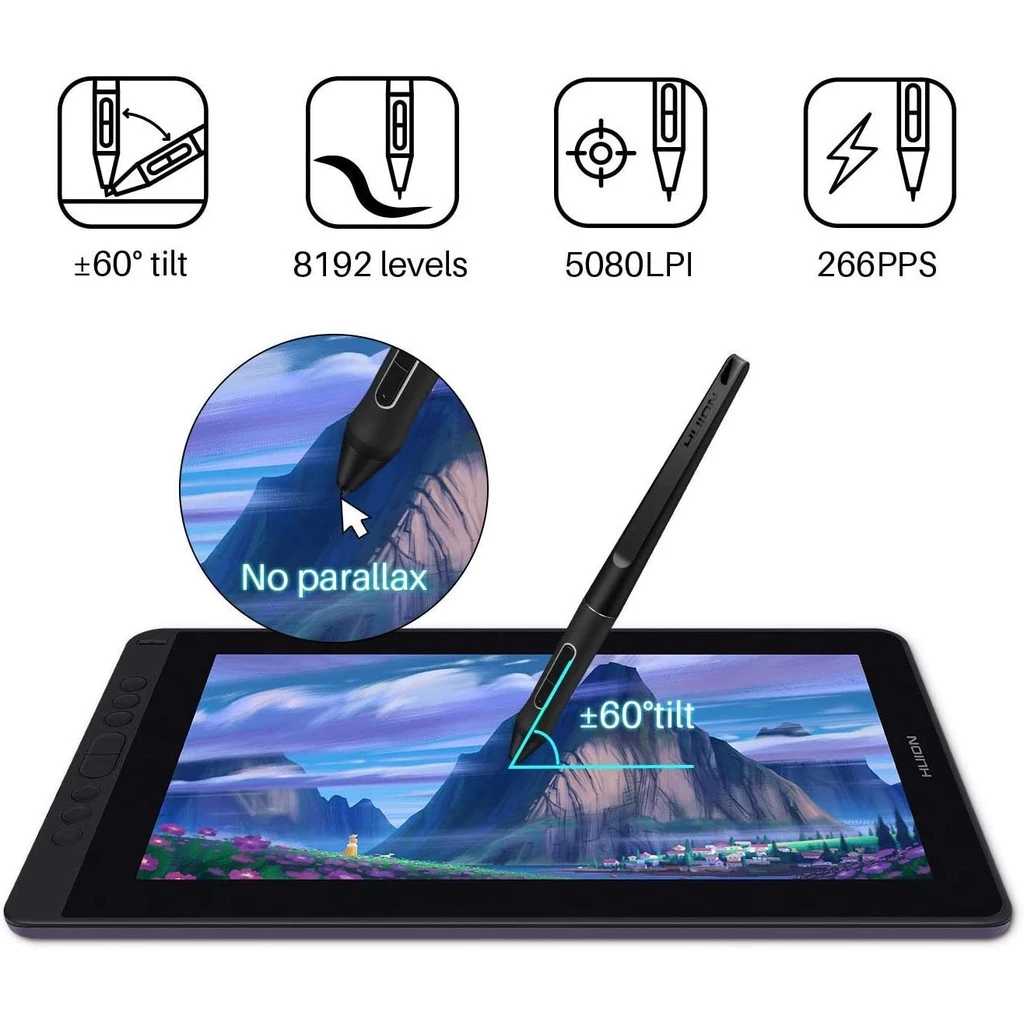 HUION KAMVAS 13 Drawing Tablet Graphic Pen Display Tilt Function Battery-Free Stylus 8192 Pen Pressure 13.3inch