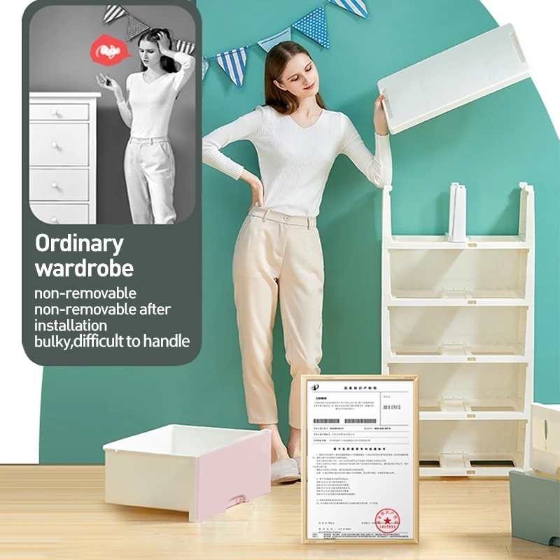 Drawer Storage Cabinet Plastic Storage Cabinet Drawer Cabinet Wardrobe With Lock almari baju Clothes Cabinet