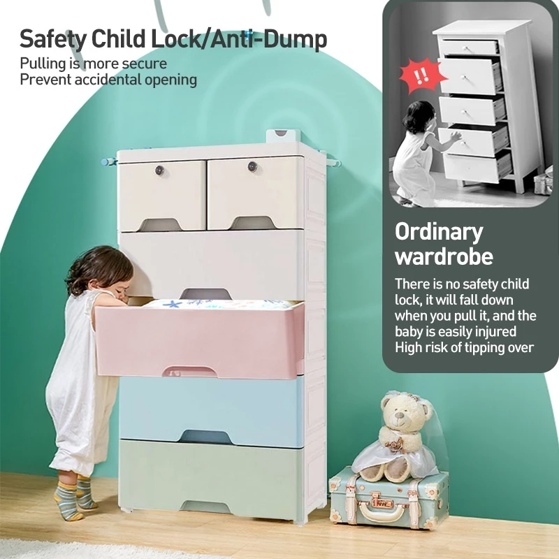 Drawer Storage Cabinet Plastic Storage Cabinet Drawer Cabinet Wardrobe With Lock almari baju Clothes Cabinet