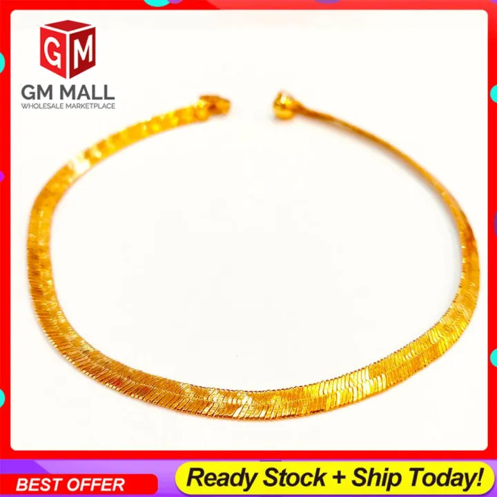 Cop 916 Emas Bangkok Emas Korea GM Mall Anklet - Rantai Kaki Licin Tebal Gold Plated EK-2470