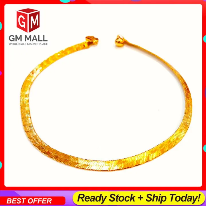 Cop 916 Emas Bangkok Emas Korea GM Mall Anklet - Rantai Kaki Licin Tebal Gold Plated EK-2470