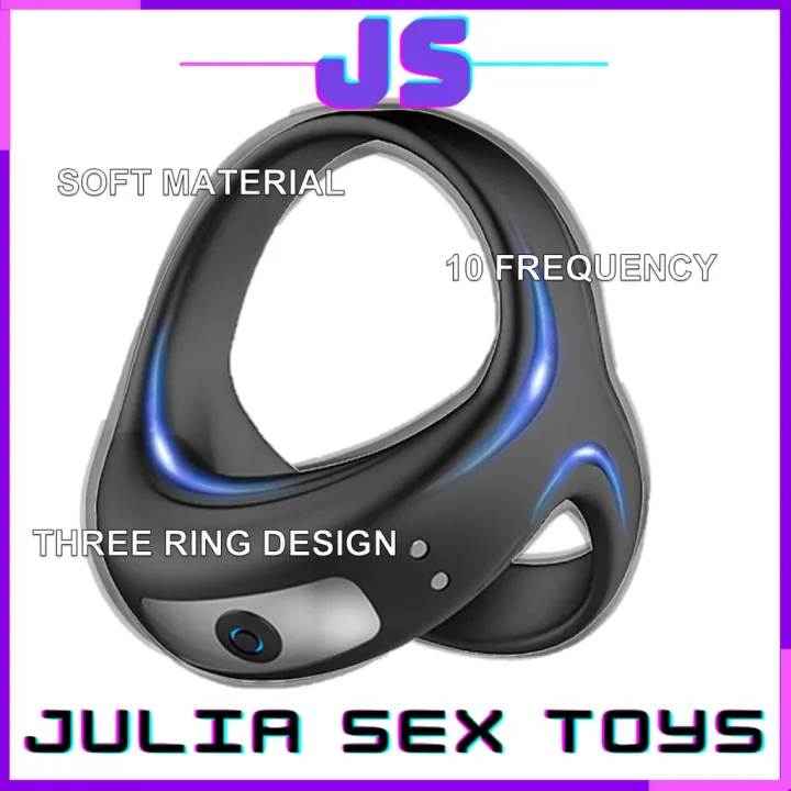 Julia's Three Ring Vibrating C0ck Ring Vibrator Delay Pennis Ring Delay Ejaculation Ring Adult Sex Toy for Men 男用三环震动锁精环延时