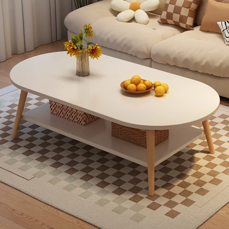 2 Layer Coffee Table Modern Living Room Sofa Side Table Beside Corner Oval Table Meja Kopi Kecil Sisi Sofa