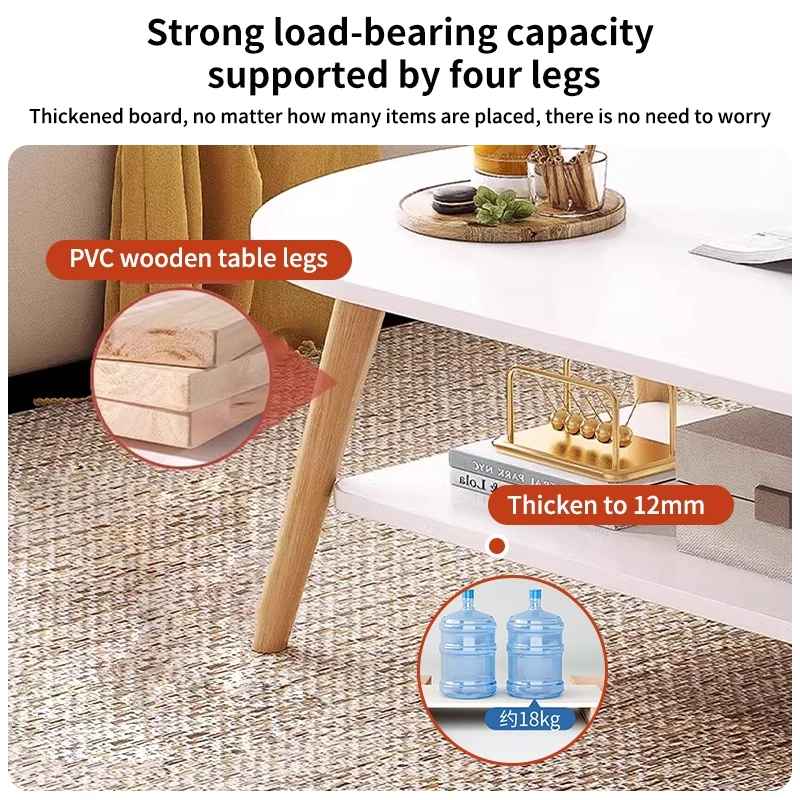 2 Layer Coffee Table Modern Living Room Sofa Side Table Beside Corner Oval Table Meja Kopi Kecil Sisi Sofa