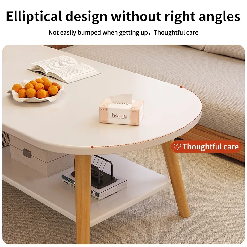 2 Layer Coffee Table Modern Living Room Sofa Side Table Beside Corner Oval Table Meja Kopi Kecil Sisi Sofa