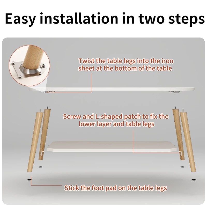 2 Layer Coffee Table Modern Living Room Sofa Side Table Beside Corner Oval Table Meja Kopi Kecil Sisi Sofa