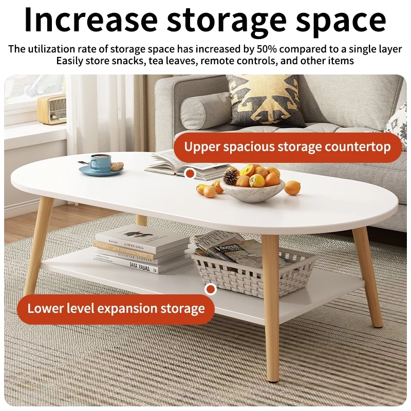 2 Layer Coffee Table Modern Living Room Sofa Side Table Beside Corner Oval Table Meja Kopi Kecil Sisi Sofa