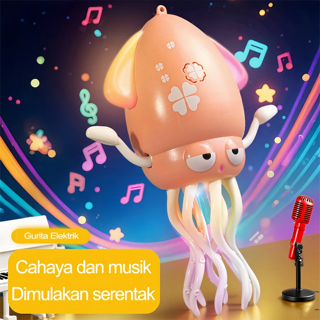 Mainan Sotong Ditingkatkan 500 mAh yang Boleh Menari, Bercahaya, Ada Muzik dan Automatik Mengelak Halangan