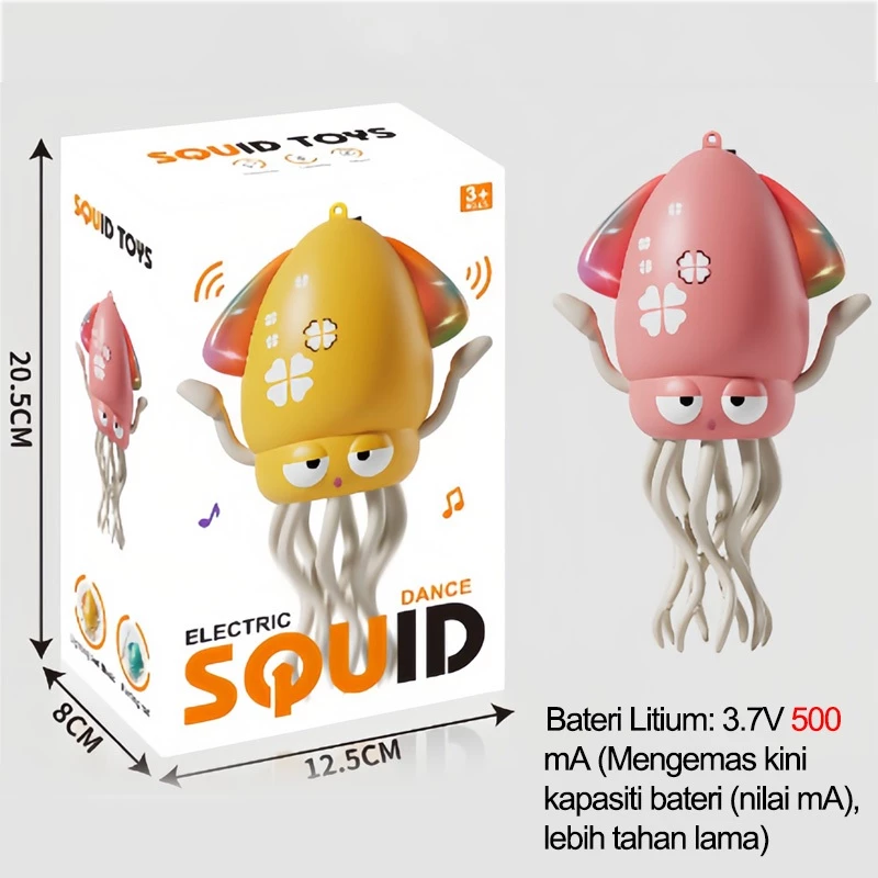 Mainan Sotong Ditingkatkan 500 mAh yang Boleh Menari, Bercahaya, Ada Muzik dan Automatik Mengelak Halangan