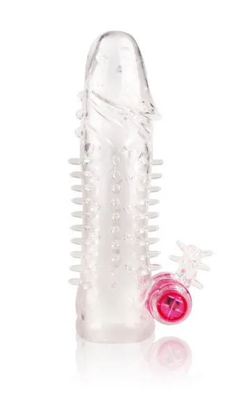 Crystal Rocket Reusable Vibrating Enlargement And Extension Sleeve Condom With Vibrator - Kondom Berduri Tahan Lama