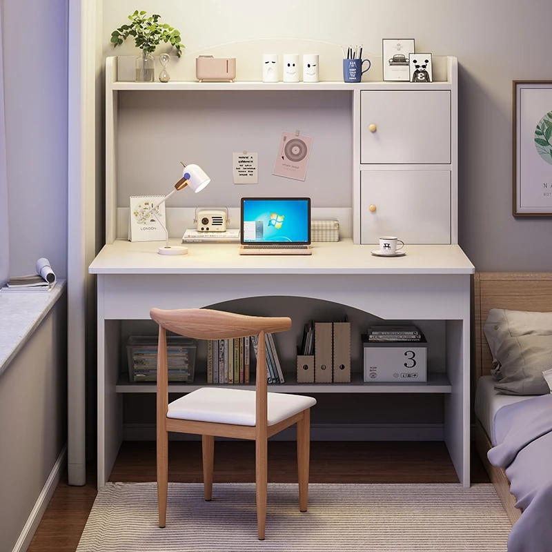 120CM Meja belajar Computer Study Table With Drawer Bookshelf Study Deck Home Office Study Desk Meja Komputer