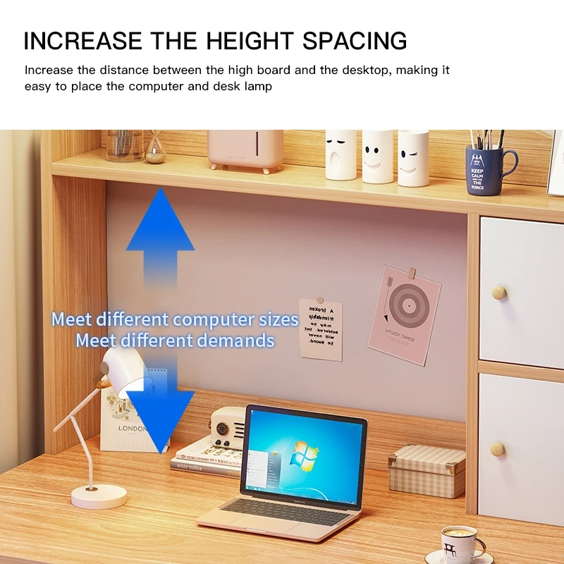 120CM Meja belajar Computer Study Table With Drawer Bookshelf Study Deck Home Office Study Desk Meja Komputer