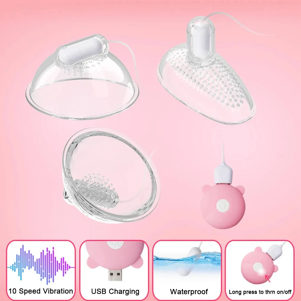 USB Chargeable Vibrator Pump Oral Sex Adult sex toys Breast Pump Enlargement Licking Nipple Vibrator for Women