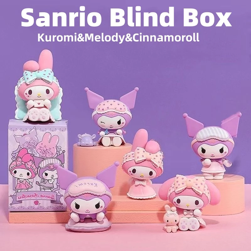 Sanrio Kuromi Blind box 6pcs set Cartoon Model Kit Surprised Blind Box Doll Surprise Box 3d Doll Surprise gifts Kuromi set Tabletop Decoration