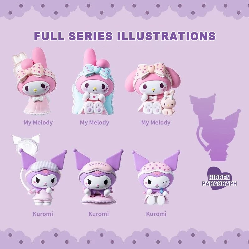 Sanrio Kuromi Blind box 6pcs set Cartoon Model Kit Surprised Blind Box Doll Surprise Box 3d Doll Surprise gifts Kuromi set Tabletop Decoration