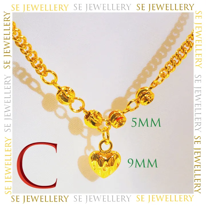 FREE COP 916 (NS096GP)1 Emas Bangkok Choker Budak/Dewasa Rantai Leher + Loket SET Choker Children/Adult Necklace + Pendant SET 24K Gold Plated.