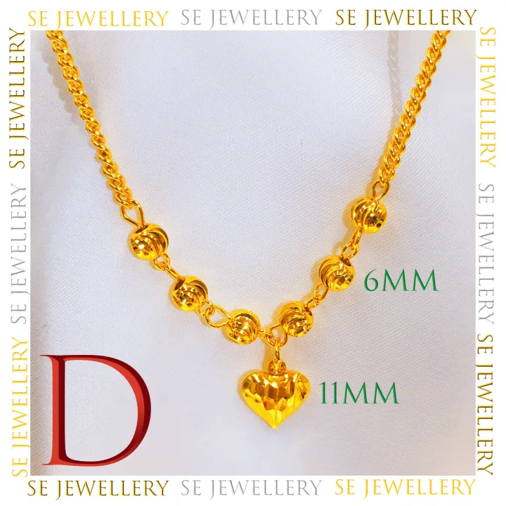 FREE COP 916 (NS096GP)1 Emas Bangkok Choker Budak/Dewasa Rantai Leher + Loket SET Choker Children/Adult Necklace + Pendant SET 24K Gold Plated.