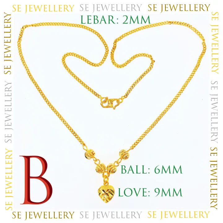 FREE COP 916 (NS096GP)1 Emas Bangkok Choker Budak/Dewasa Rantai Leher + Loket SET Choker Children/Adult Necklace + Pendant SET 24K Gold Plated.