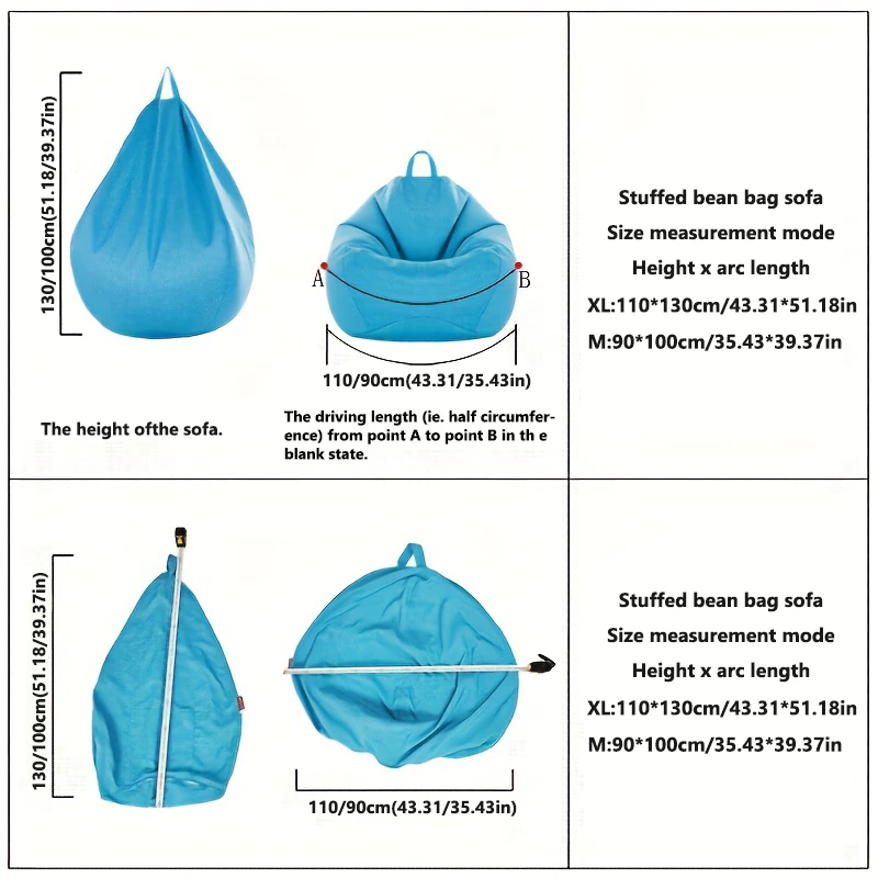 Sofa Bean Stylish Bedroom Furniture Solid Color Single Bean Bag Lazy Sofa Cover DIY Filled Inside