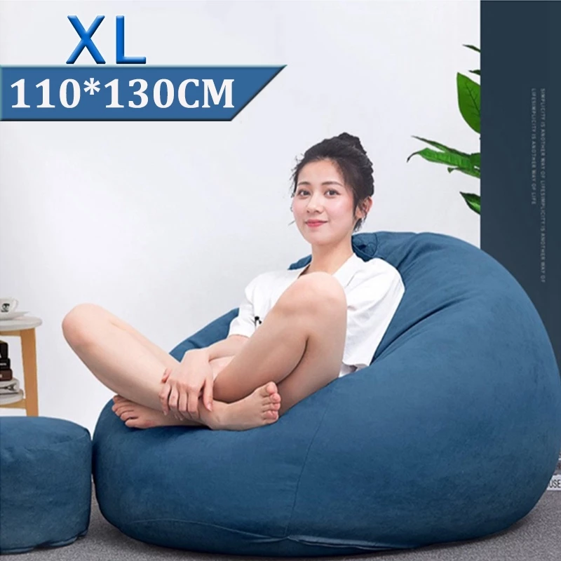 Sofa Bean Stylish Bedroom Furniture Solid Color Single Bean Bag Lazy Sofa Cover DIY Filled Inside