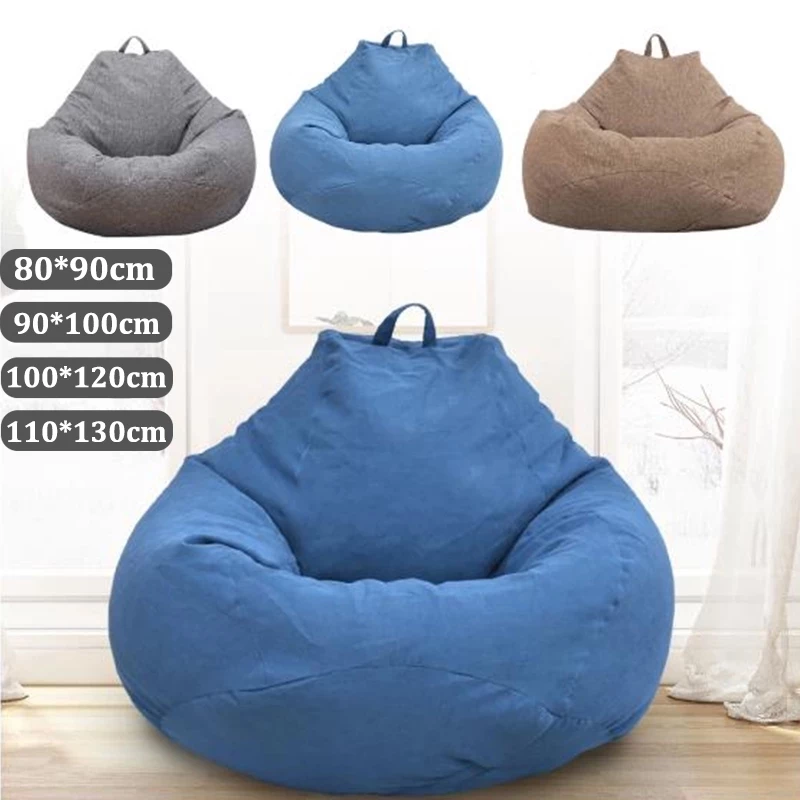 Sofa Bean Stylish Bedroom Furniture Solid Color Single Bean Bag Lazy Sofa Cover DIY Filled Inside