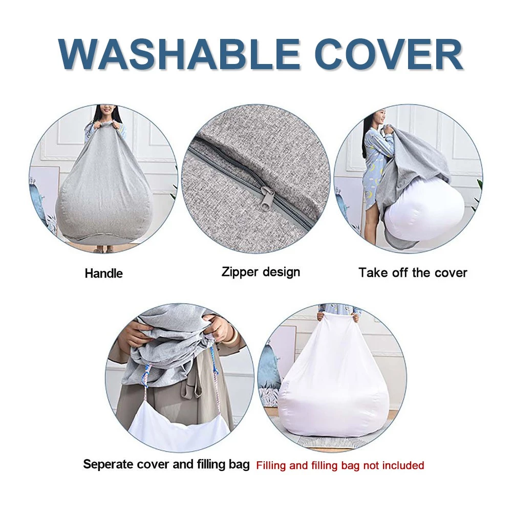 Sofa Bean Stylish Bedroom Furniture Solid Color Single Bean Bag Lazy Sofa Cover DIY Filled Inside