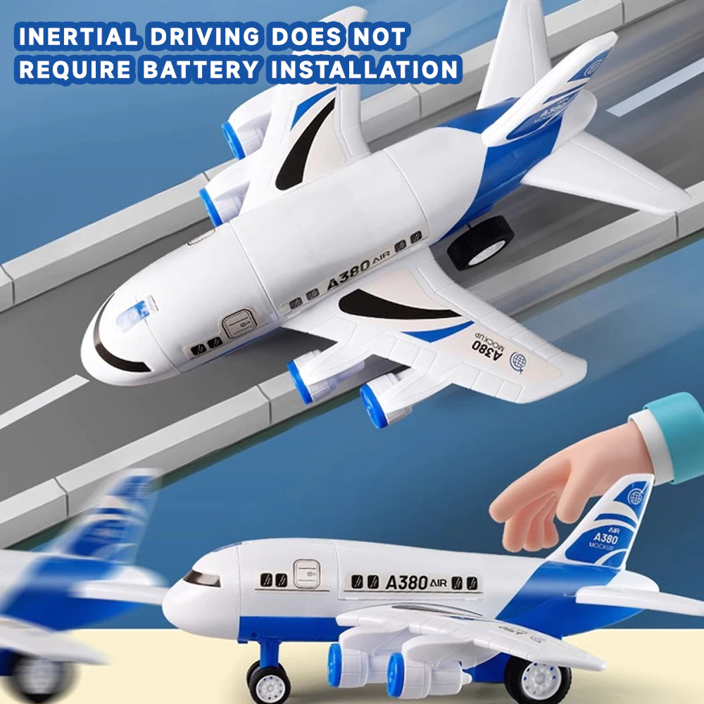 Kids Toys Airbus A380 Multi-functional Aircraft Inertial Track Sliding Shock-Resistant Alloy Car Children's Toys