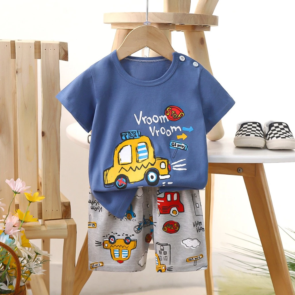 Unisex Cotton Short Sleeve Cute Baby Boy Shirts + Pants Set |Bayi Set Short Sleeve Cute Clothing Baby Set