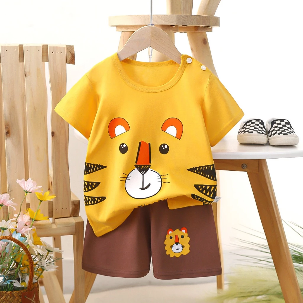 Unisex Cotton Short Sleeve Cute Baby Boy Shirts + Pants Set |Bayi Set Short Sleeve Cute Clothing Baby Set