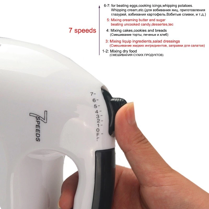 Portable Hand Mixer 7 Speed Mixing Baking and Cooking Mixer