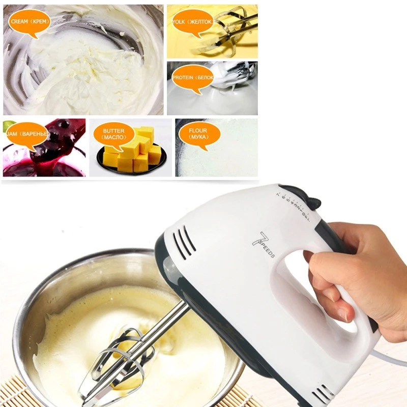 Portable Hand Mixer 7 Speed Mixing Baking and Cooking Mixer