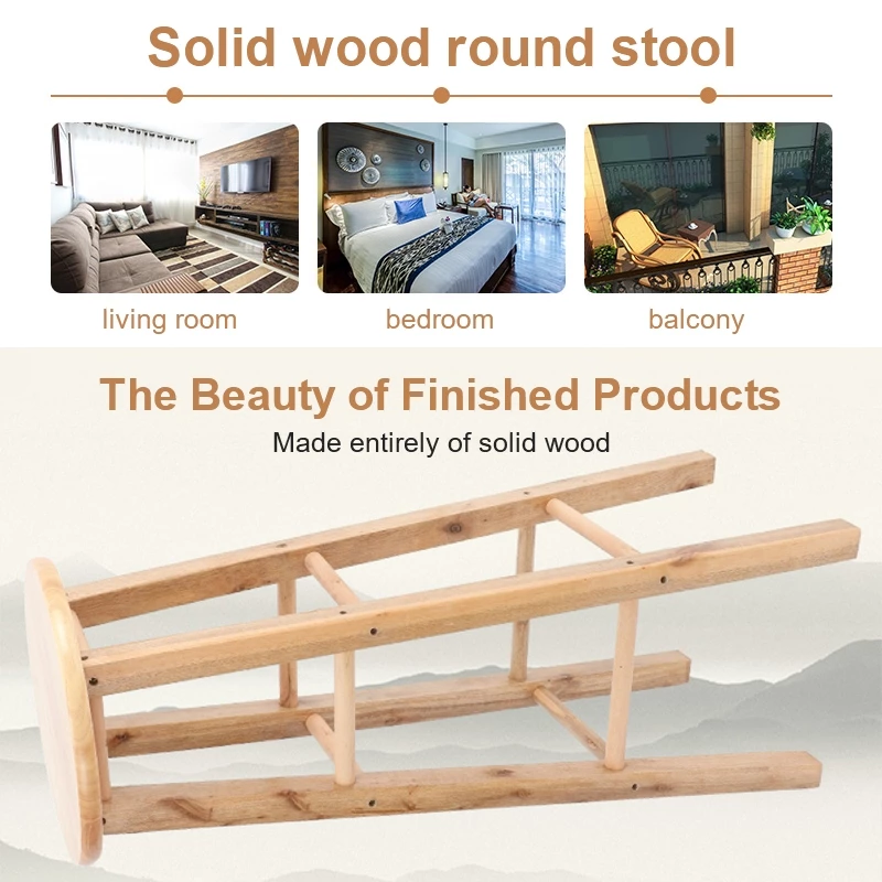 𝐁𝐌𝐙𝐀𝐑 𝙄𝙣 𝙎𝙩𝙤𝙘𝙠 Full Solid Rubber Wood Bar Stool Wooden Bar Chair Kerusi Bar Bangku(45/60/70/80cm)