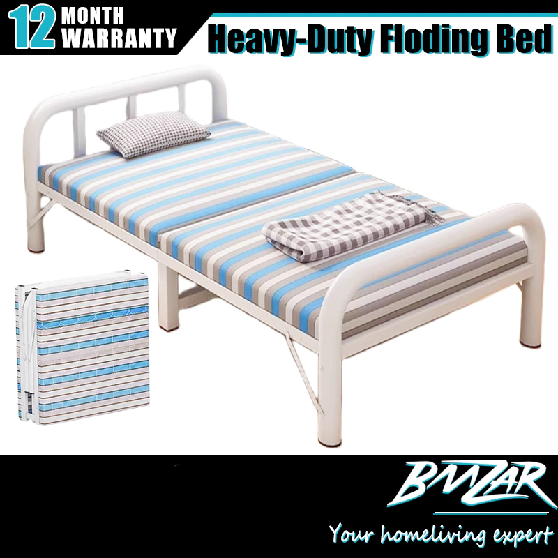 𝐁𝐌𝐙𝐀𝐑 𝙄𝙣 𝙎𝙩𝙤𝙘𝙠 Sturdy Durable Folding Bed Foldable Katil Bujang Besi Katil Lipat Katil Single折疊床