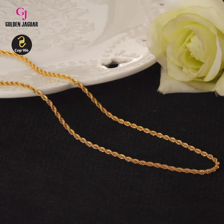GJ Jewellery Emas Bangkok Emas Korea 24k Gold Plated Necklace Rantai Pintal 0.4 50CM (486500401)