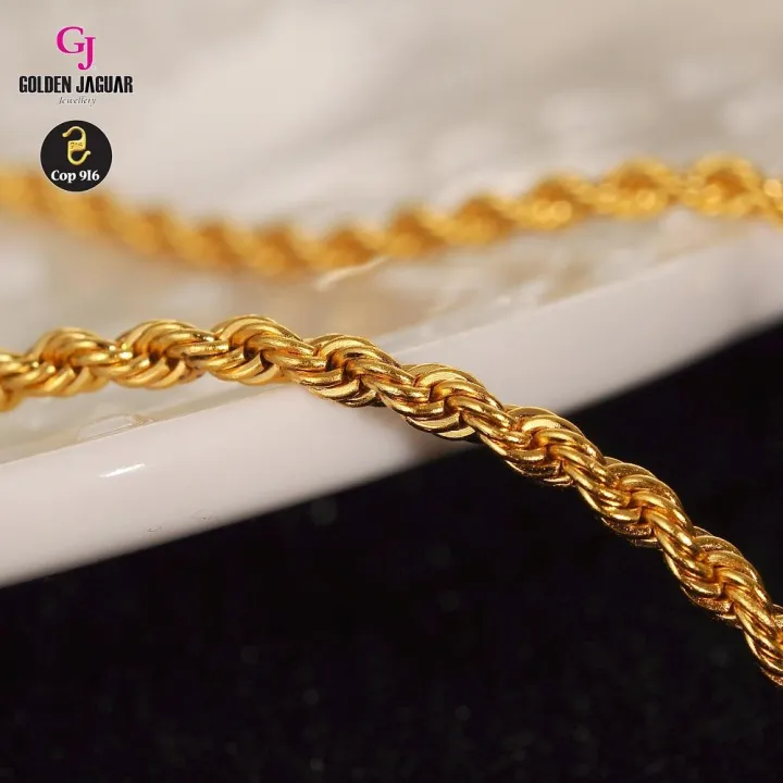 GJ Jewellery Emas Bangkok Emas Korea 24k Gold Plated Necklace Rantai Pintal 0.4 50CM (486500401)