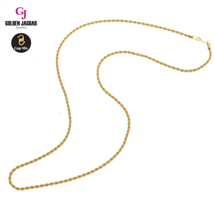 GJ Jewellery Emas Bangkok Emas Korea 24k Gold Plated Necklace Rantai Pintal 0.4 50CM (486500401)